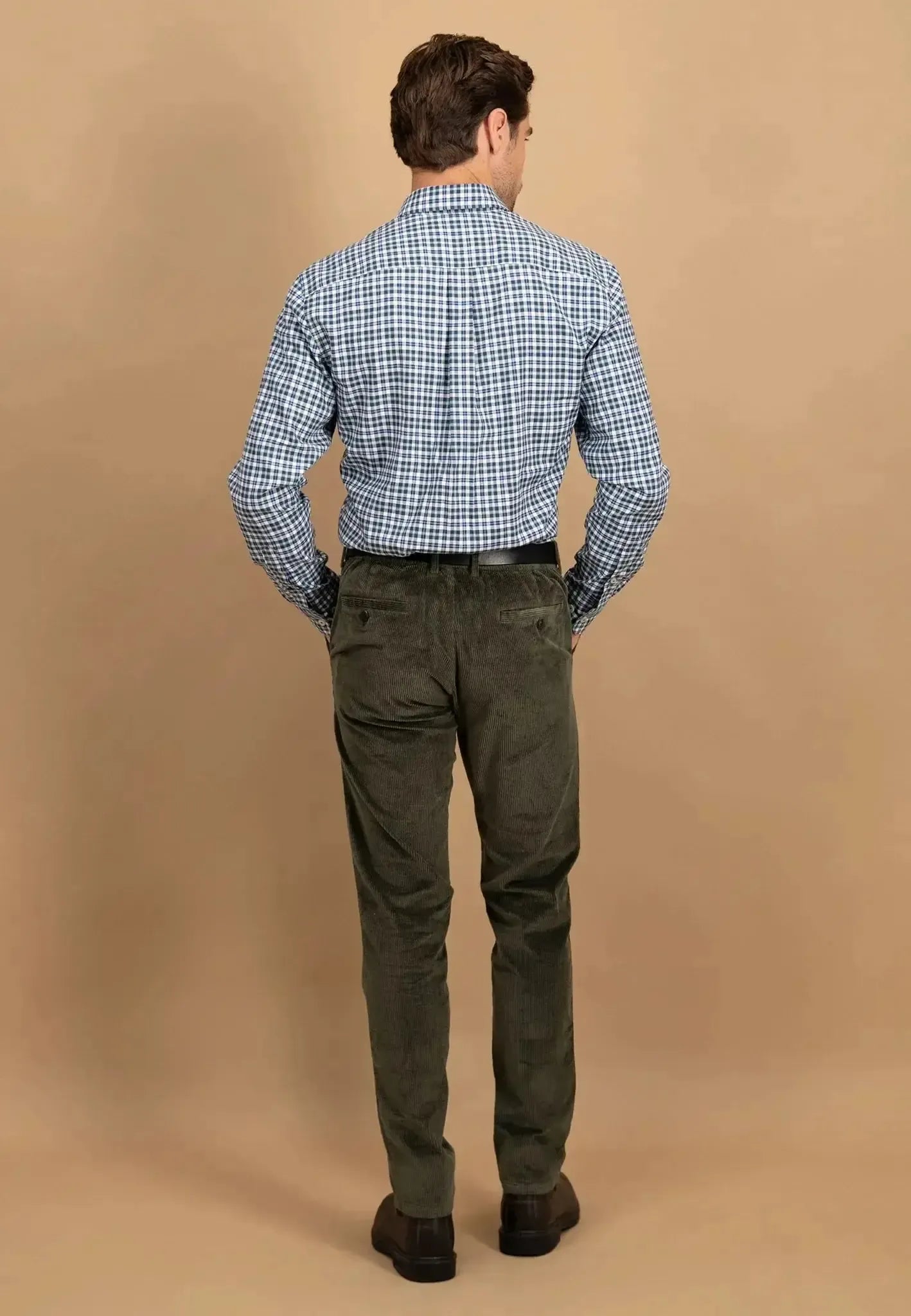 Fynch - Hatton Mens Washed Oxford Check Button Down Shirt Fern | Studio DOS
