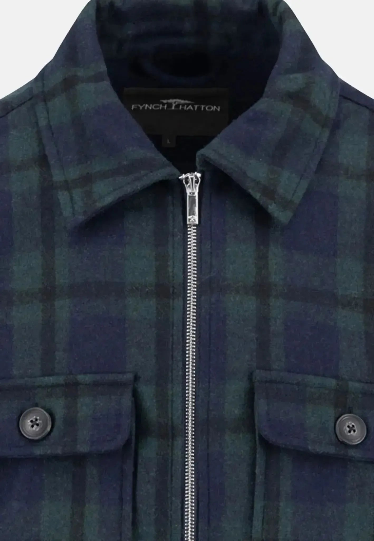 Fynch - Hatton Mens Wool Mix Checked Overshirt Dark Navy | Studio DOS