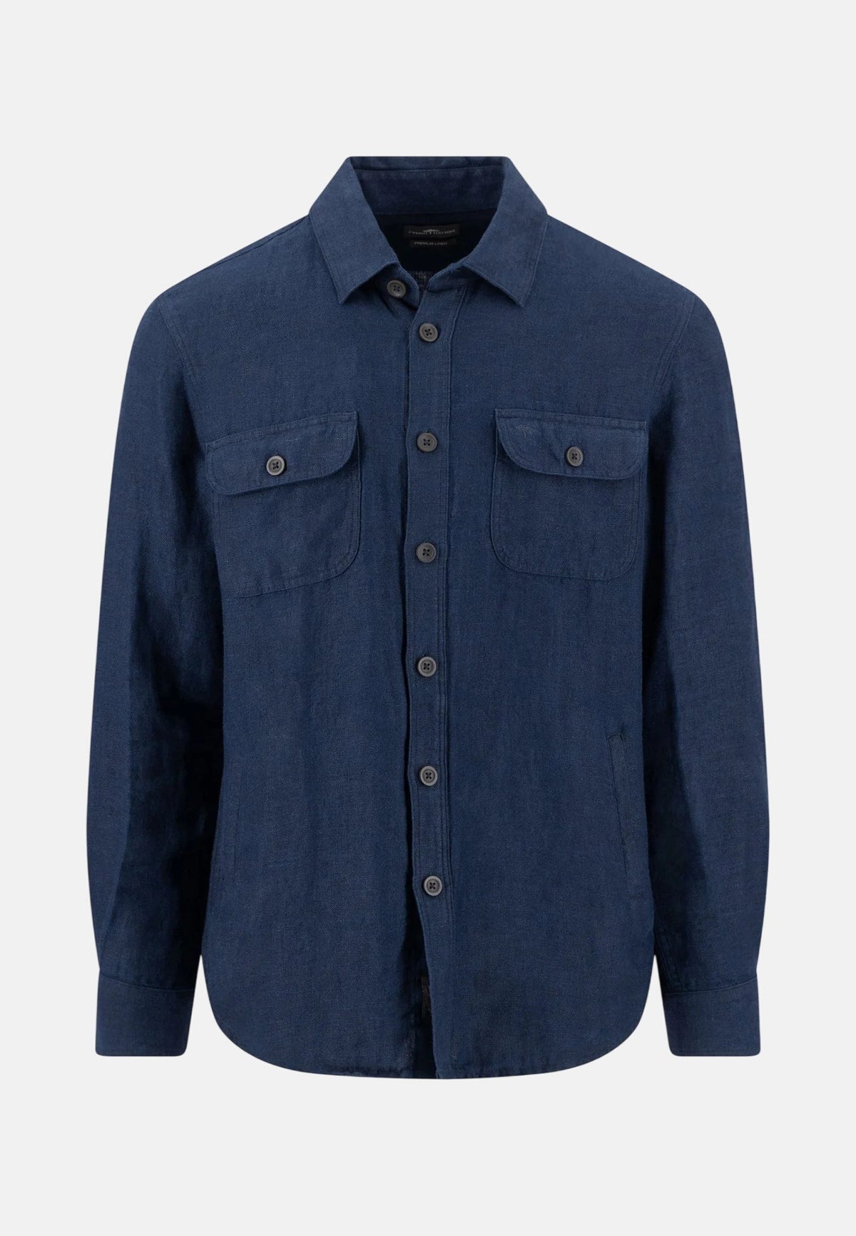 Fynch-Hatton Patch Pocket Herringbone Linen Overshirt Navy | Studio DOS