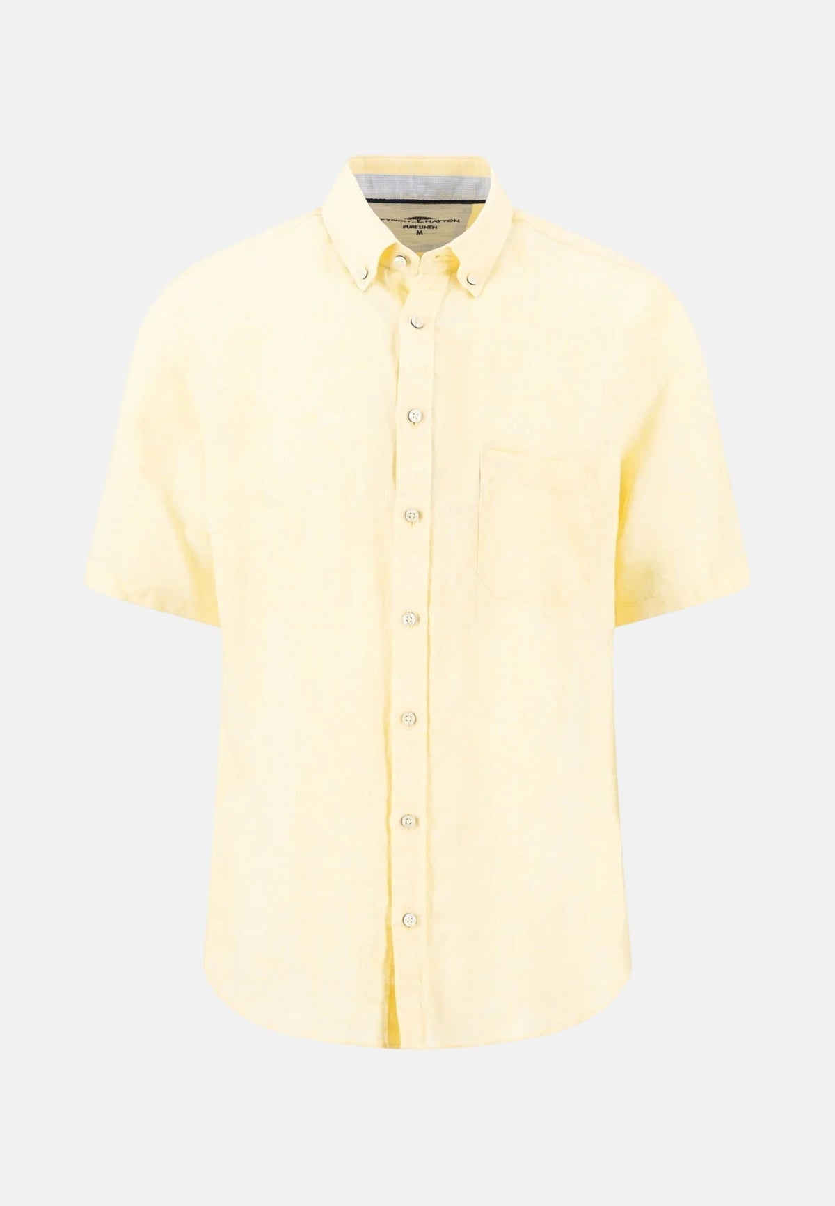 Fynch-Hatton Premium Linen Button Down Short Sleeved Shirt Pale Yellow | Studio DOS