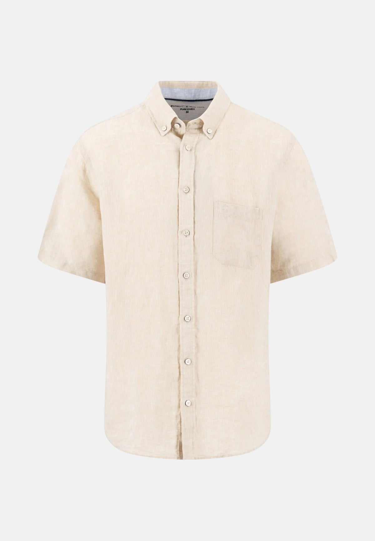 Fynch-Hatton Premium Linen Button Down Short Sleeved Shirt Sand | Studio DOS