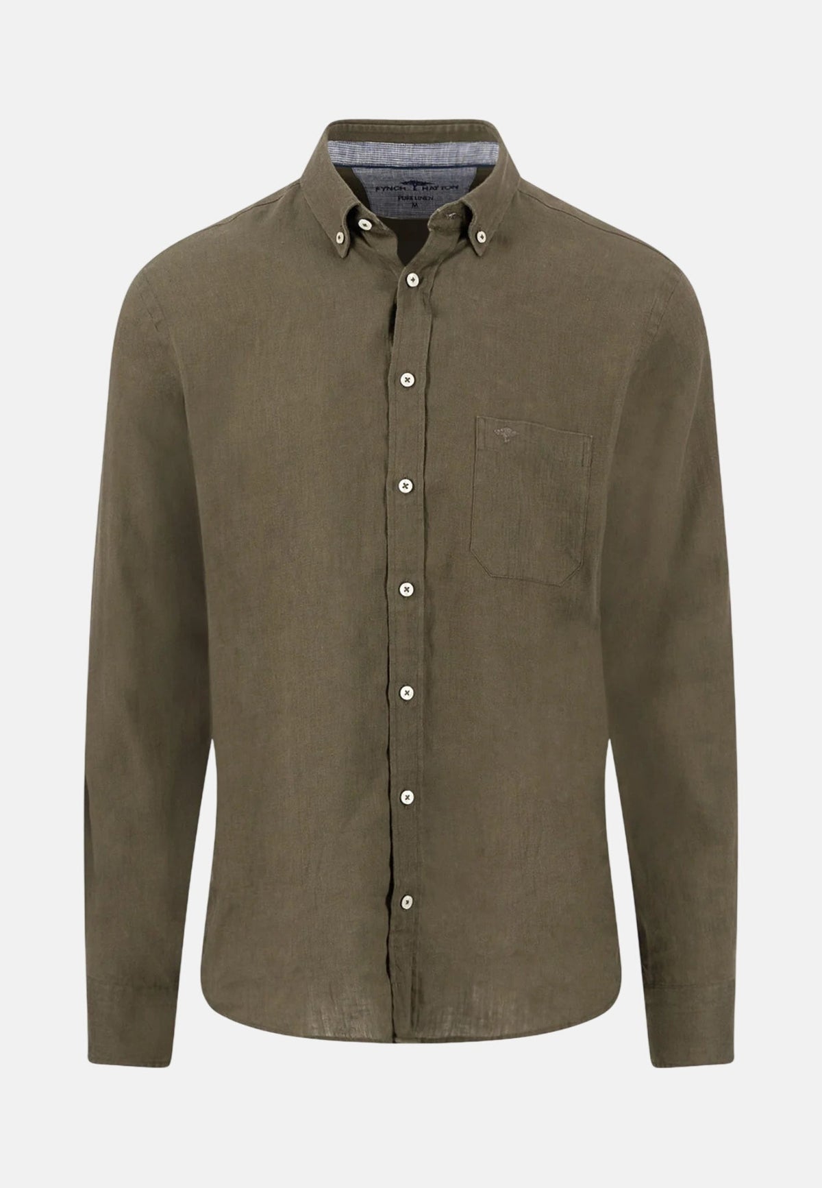 Fynch-Hatton Pure Linen Button Down Shirt Dark Khaki | Studio DOS