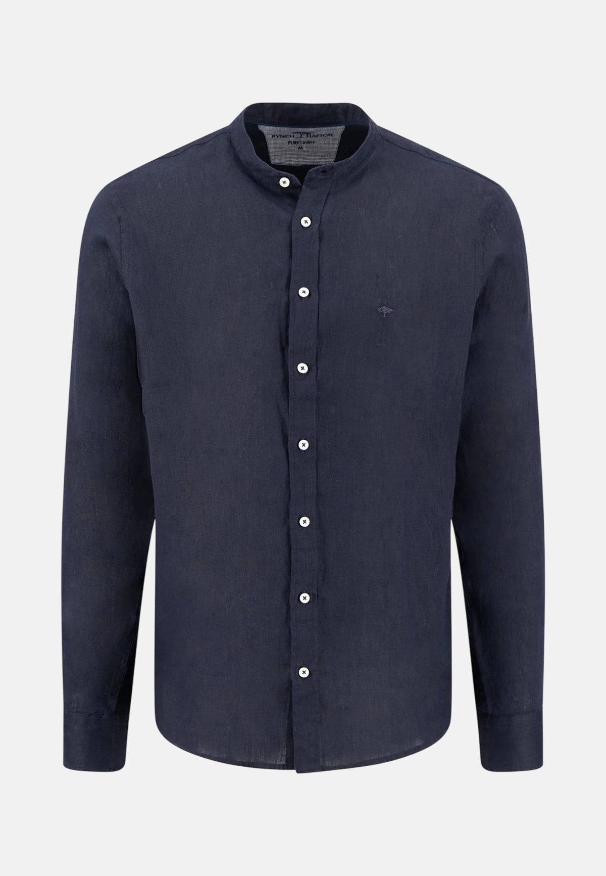 Fynch-Hatton Stand Collar Pure Linen Shirt Navy | Studio DOS