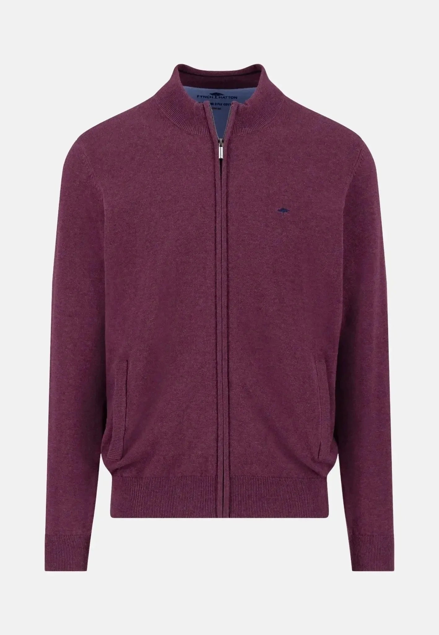 Fynch-Hatton Superfine Stand-Up Cardigan Deep Merlot | Studio DOS