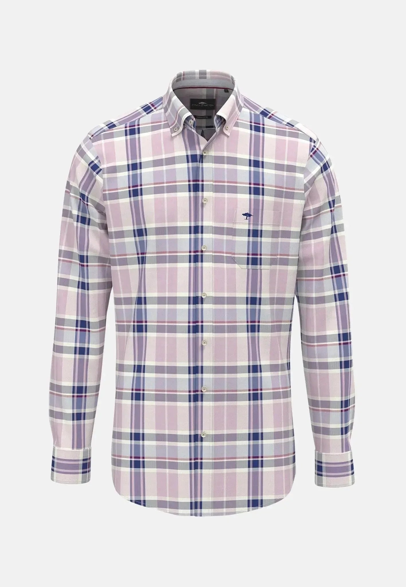 Fynch-Hatton Washed Oxford Check Shirt Magnolia