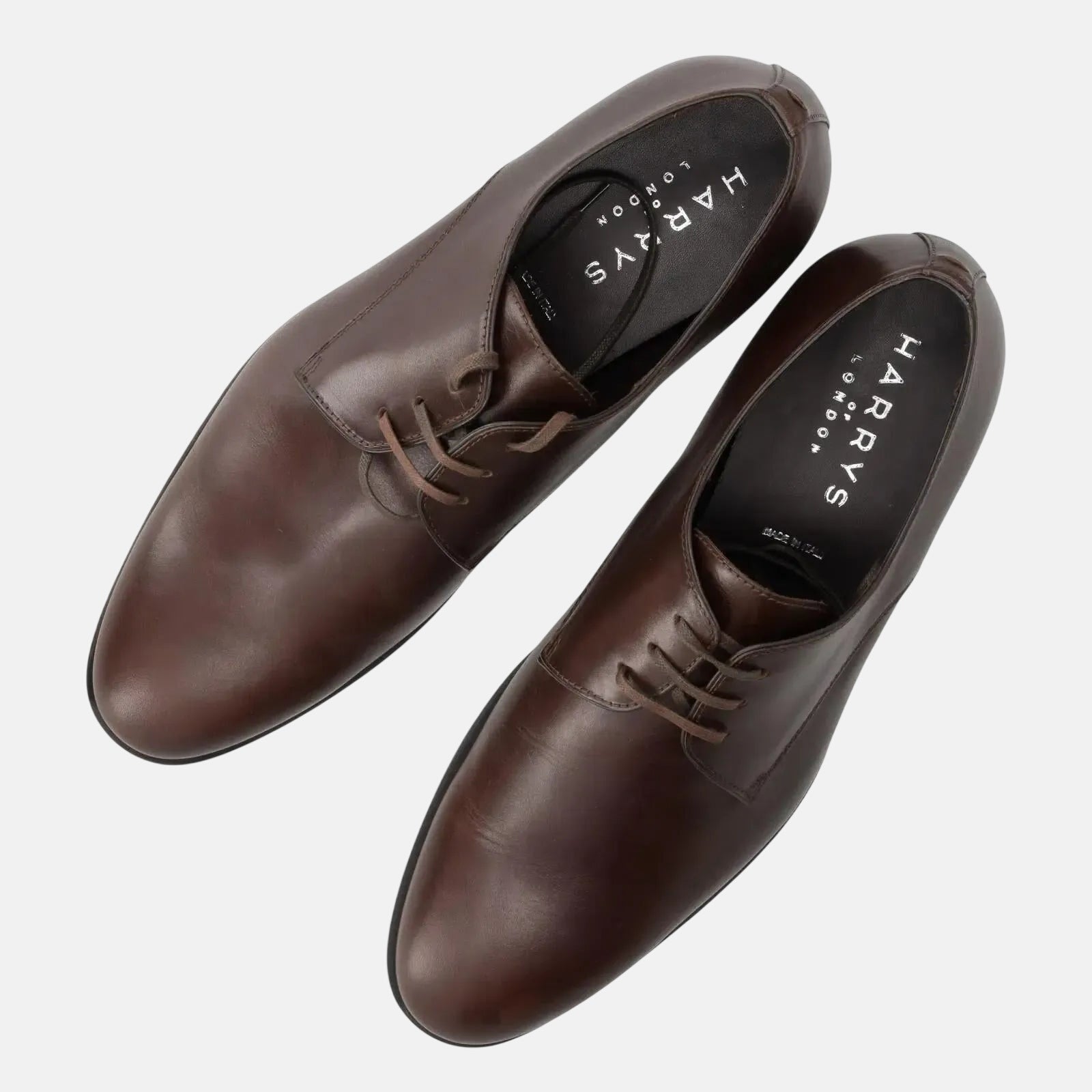 Harrys Of London Christopher R Polished Leather Derby Shoe Dark Brown | Studio DOS