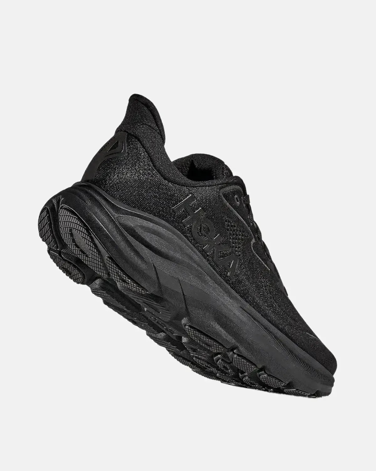 HOKA MENS CLIFTON 10 TRAINERS BLACK BLACK | Studio DOS