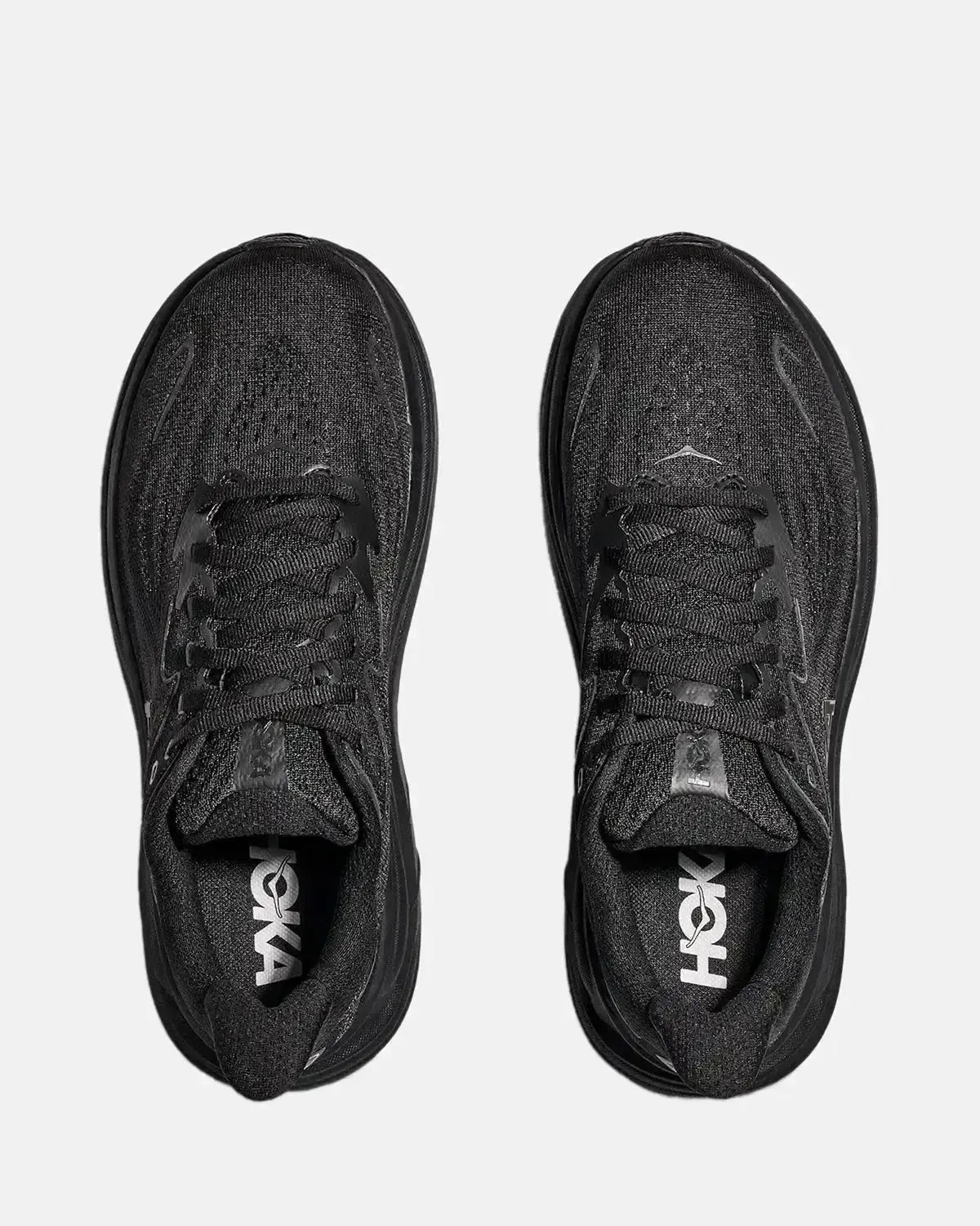 HOKA MENS CLIFTON 10 TRAINERS BLACK BLACK | Studio DOS