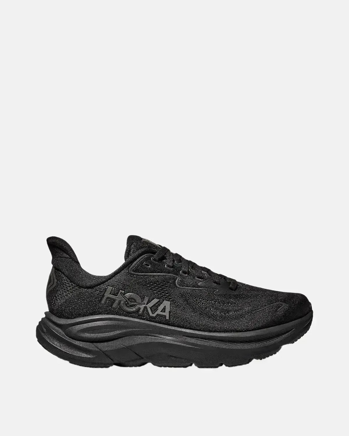 HOKA MENS CLIFTON 10 TRAINERS BLACK BLACK | Studio DOS