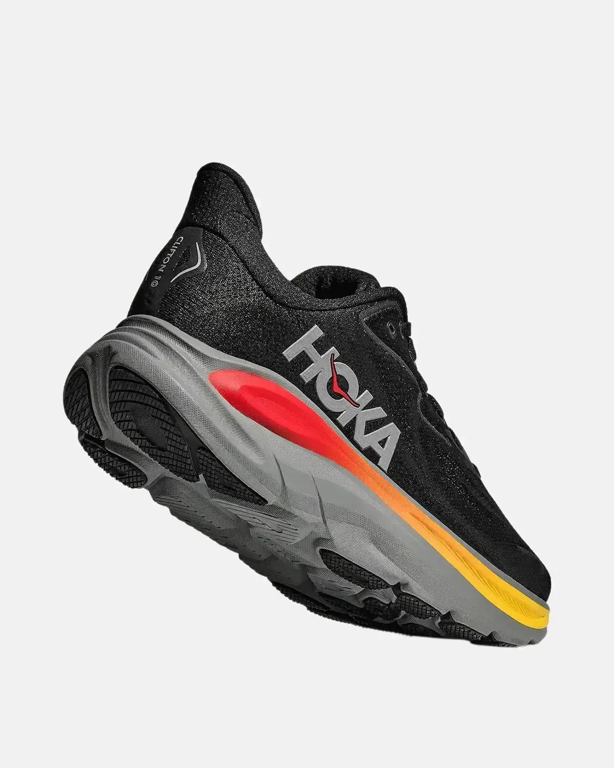 HOKA MENS CLIFTON 10 TRAINERS BLACK GALACTIC GREY | Studio DOS