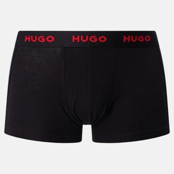 HUGO 3 Pack Cotton Stretch Trunks Black Red | Studio DOS
