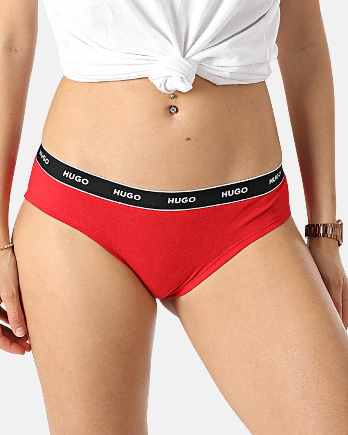 HUGO WOMENS 3 PACK BRIEFS BURGUNDY PINK RED | Studio DOS