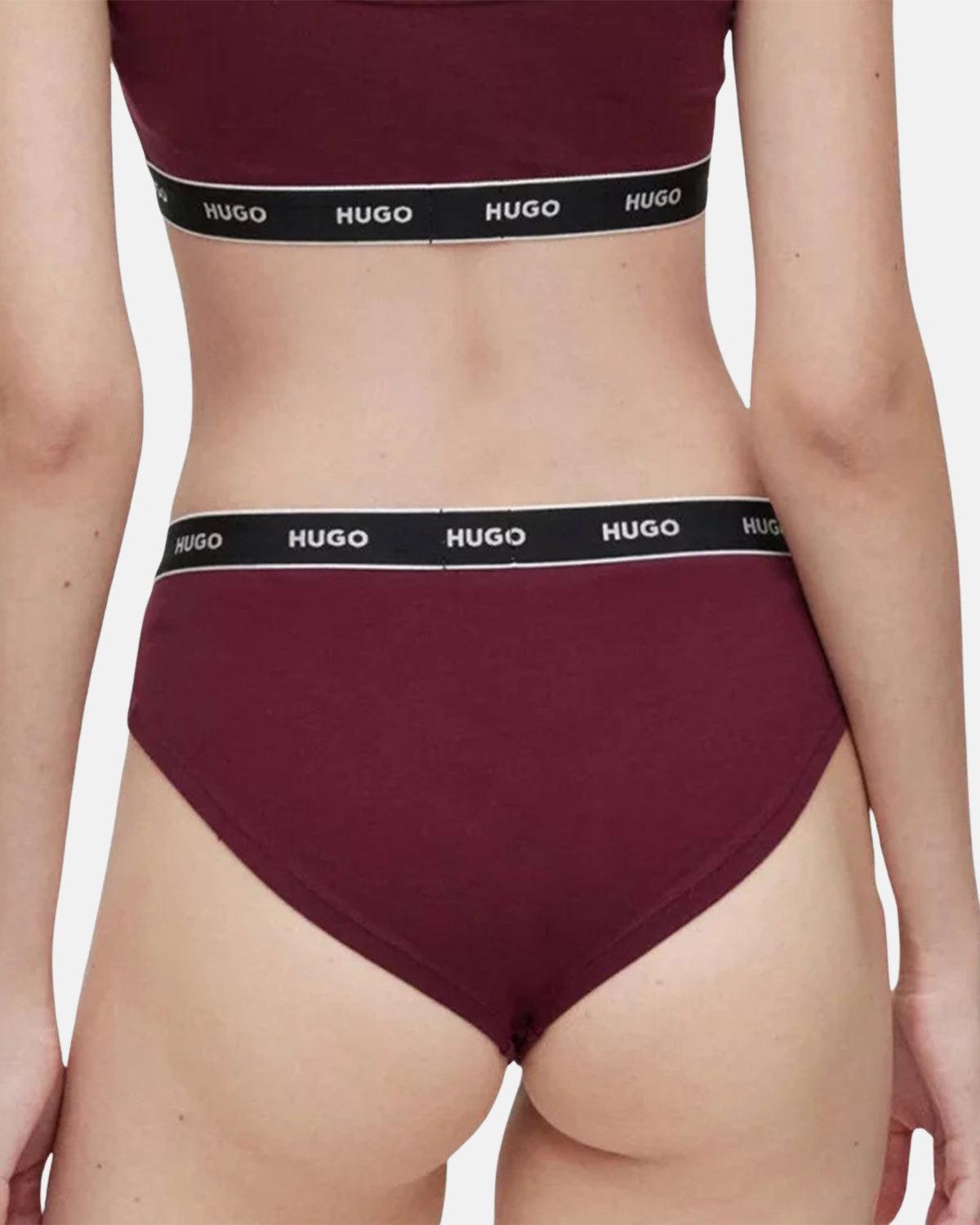 HUGO WOMENS 3 PACK BRIEFS BURGUNDY PINK RED | Studio DOS