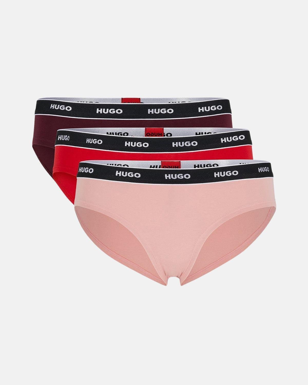 HUGO WOMENS 3 PACK BRIEFS BURGUNDY PINK RED | Studio DOS