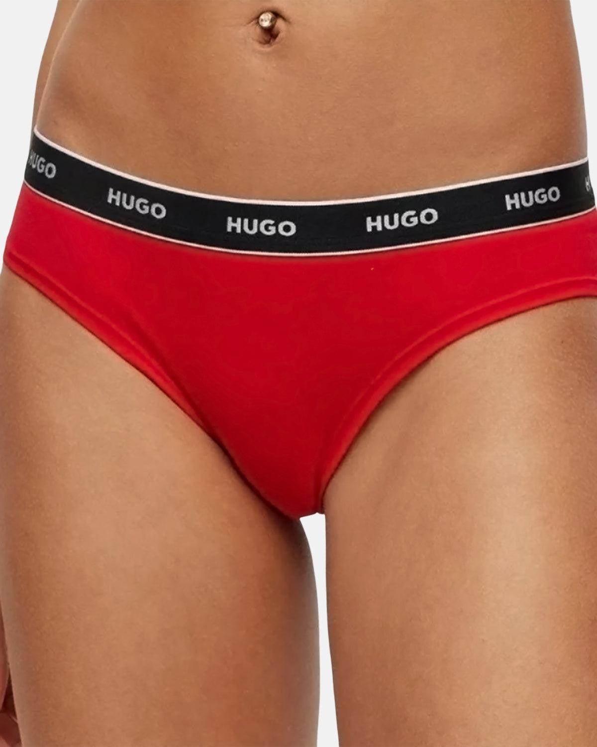 HUGO WOMENS 3 PACK BRIEFS BURGUNDY PINK RED | Studio DOS