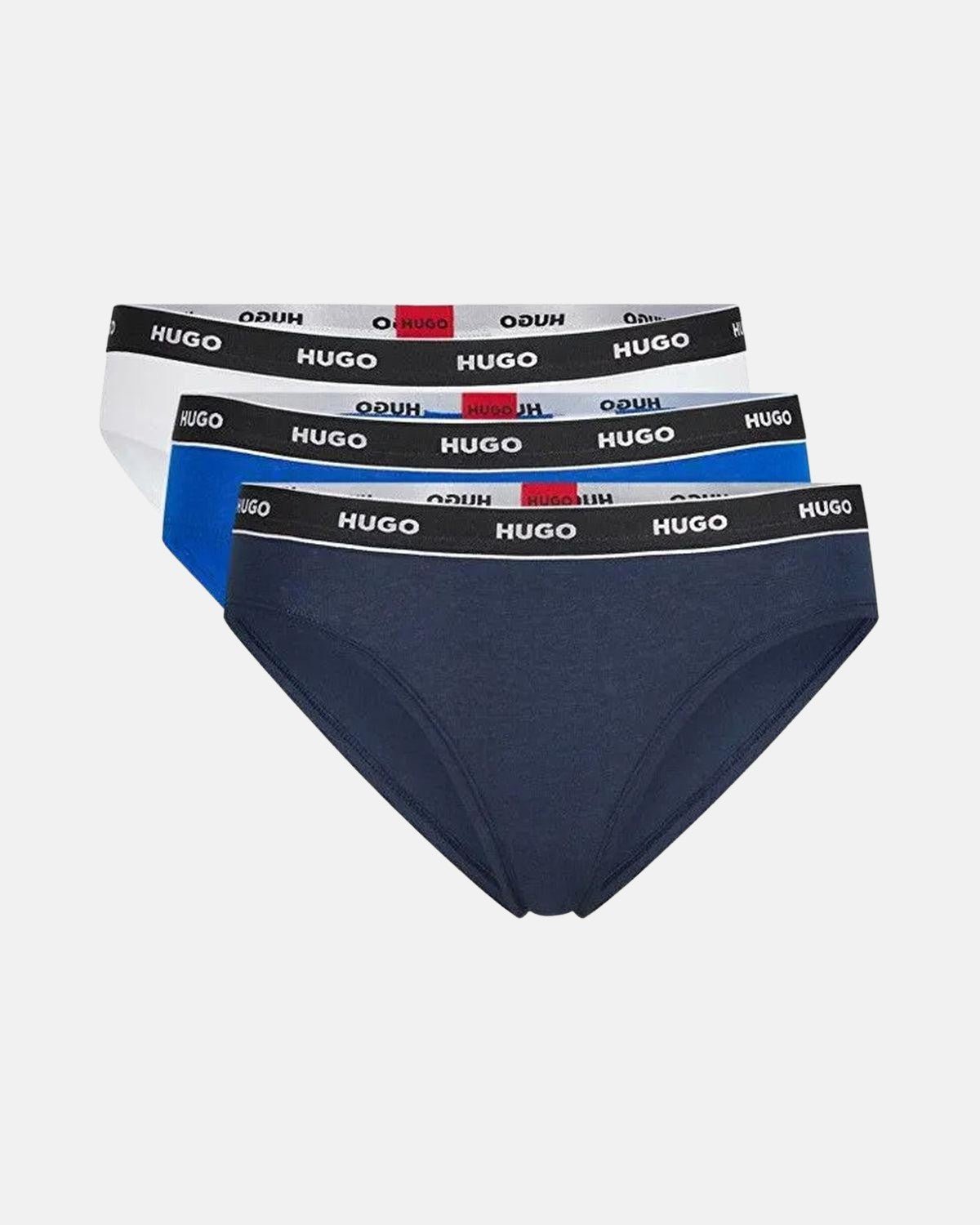 HUGO WOMENS 3 PACK BRIEFS NAVY WHITE BLUE | Studio DOS
