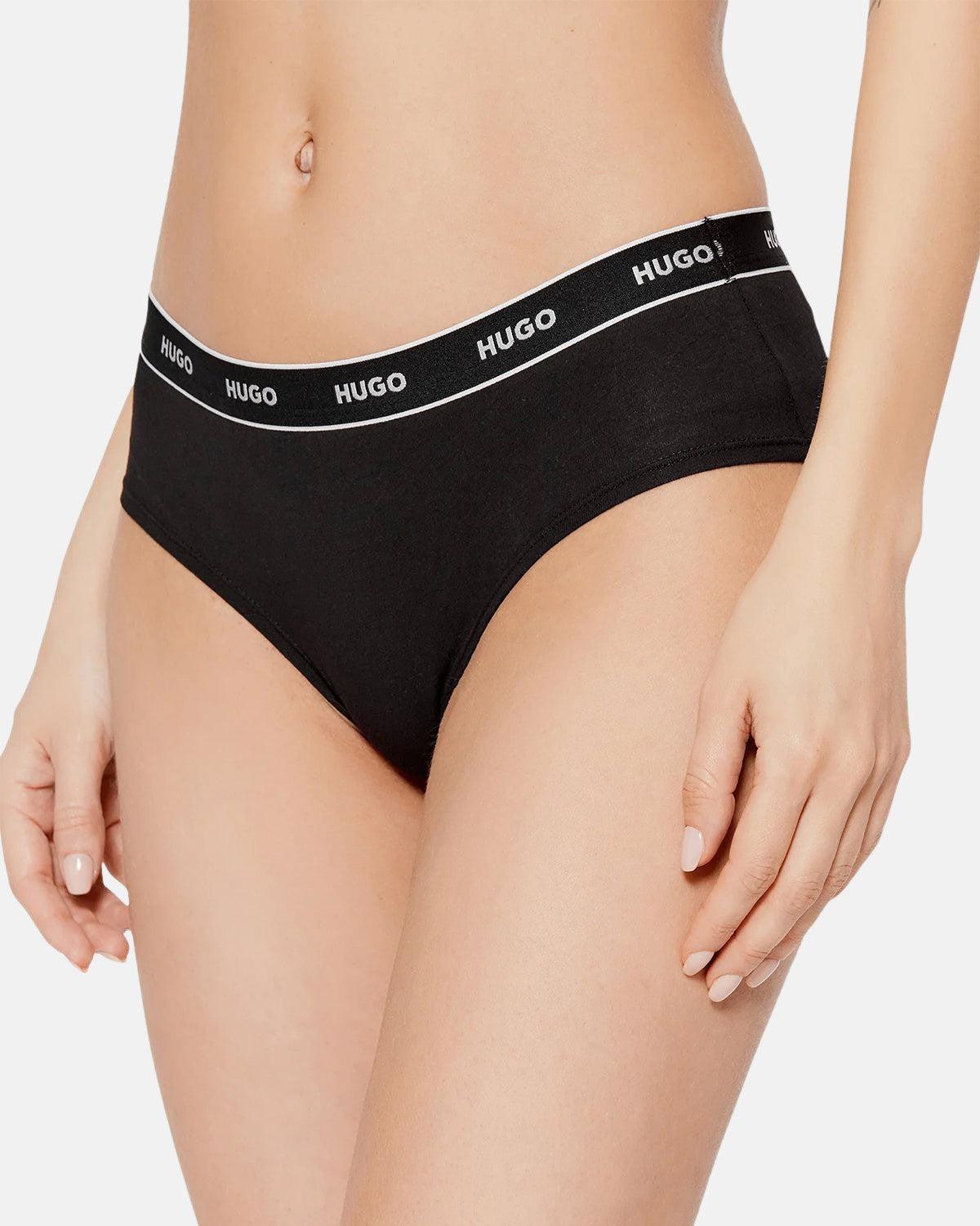 HUGO WOMENS 3 PACK HIPSTER BRIEFS BLACK | Studio DOS