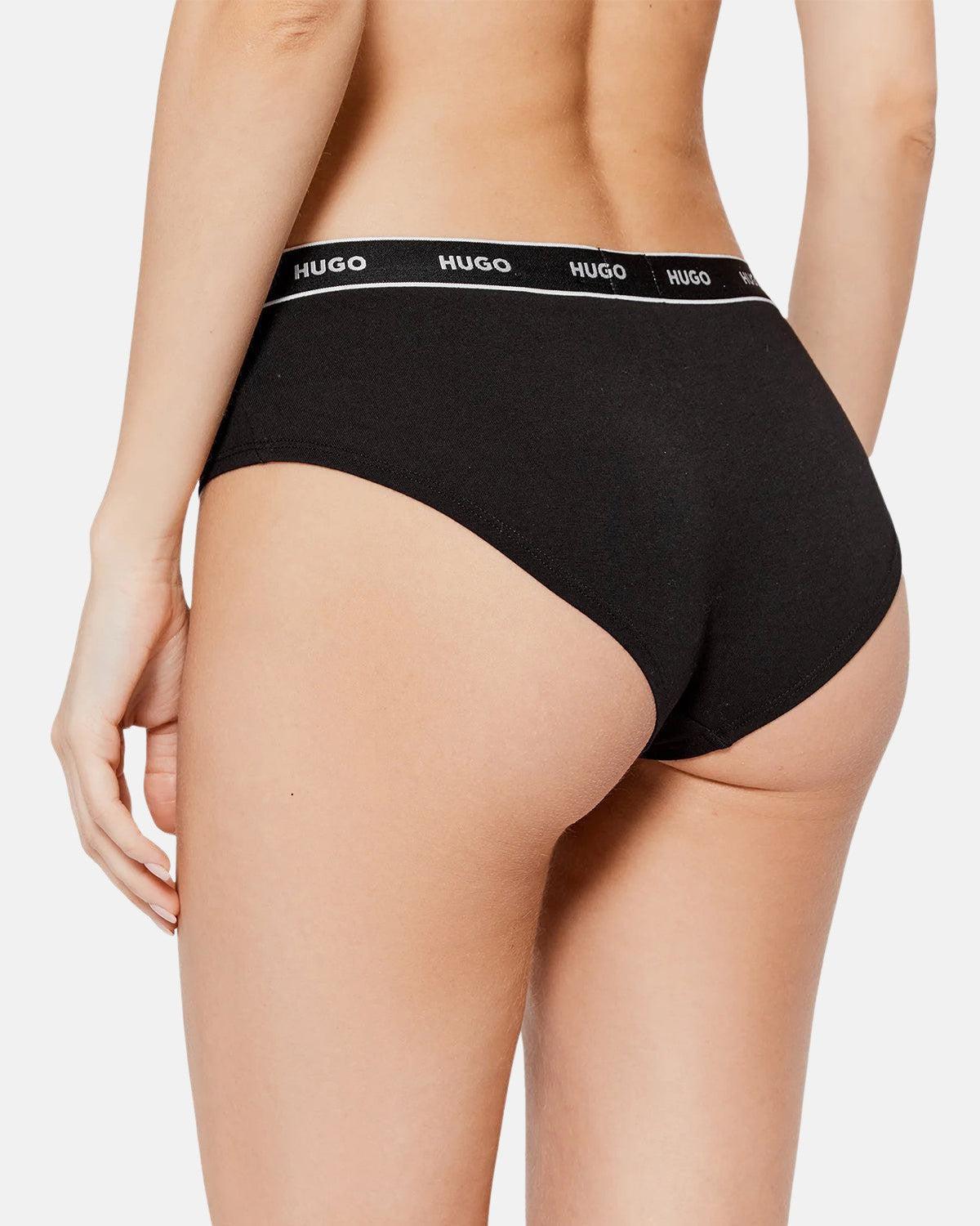 HUGO WOMENS 3 PACK HIPSTER BRIEFS BLACK | Studio DOS