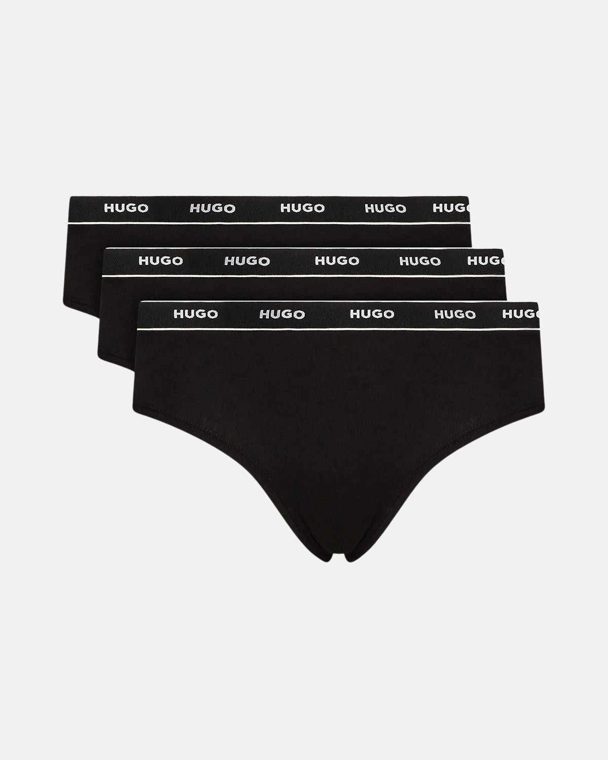 HUGO WOMENS 3 PACK HIPSTER BRIEFS BLACK | Studio DOS