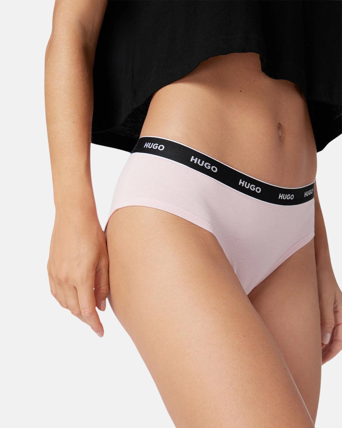HUGO WOMENS 3 PACK HIPSTER BRIEFS BURGUNDY RED PINK | Studio DOS