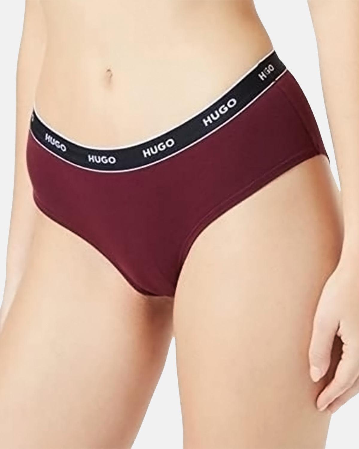 HUGO WOMENS 3 PACK HIPSTER BRIEFS BURGUNDY RED PINK | Studio DOS