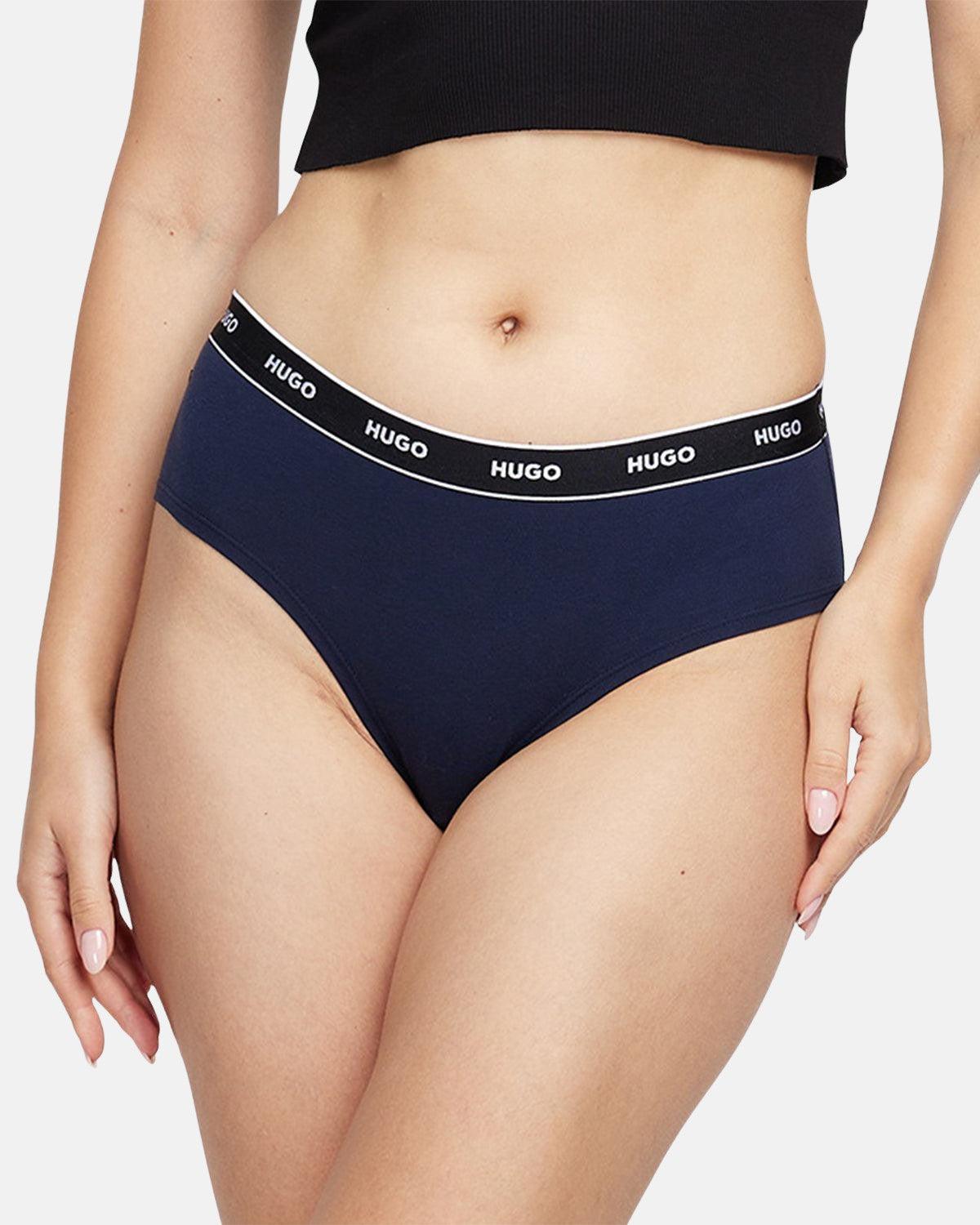 HUGO WOMENS 3 PACK HIPSTER BRIEFS NAVY BLACK BLUE | Studio DOS