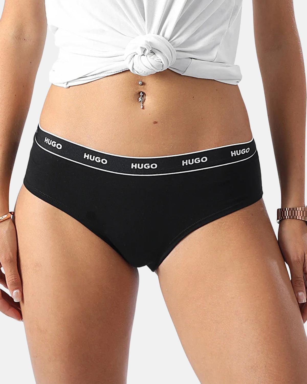HUGO WOMENS 3 PACK HIPSTER BRIEFS NAVY BLACK BLUE | Studio DOS