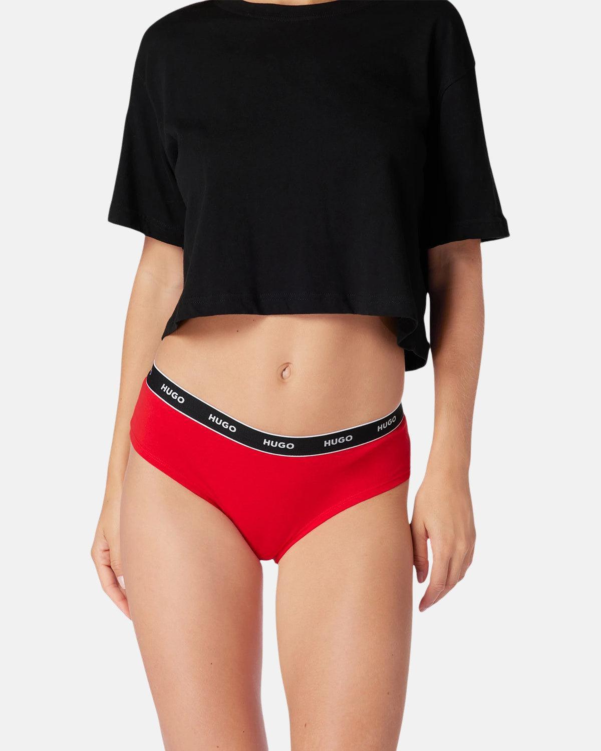 HUGO WOMENS 3 PACK HIPSTER BRIEFS RED PINK ROSE | Studio DOS