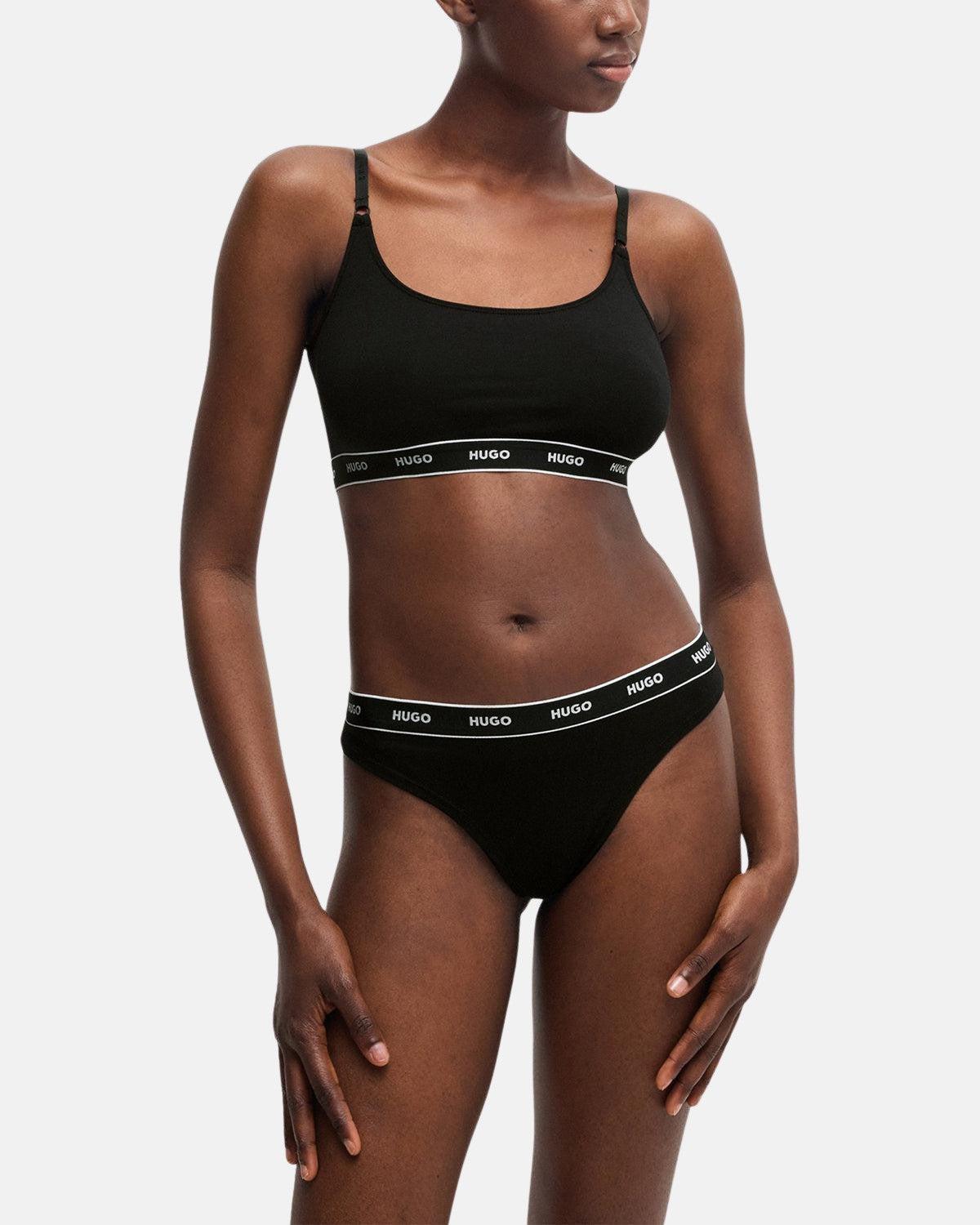 HUGO WOMENS 3 PACK THONGS BLACK | Studio DOS