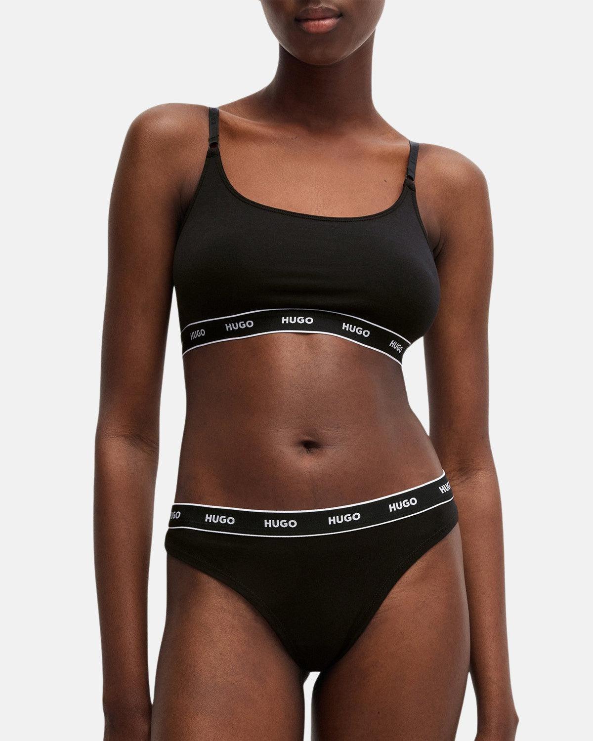 HUGO WOMENS 3 PACK THONGS BLACK | Studio DOS