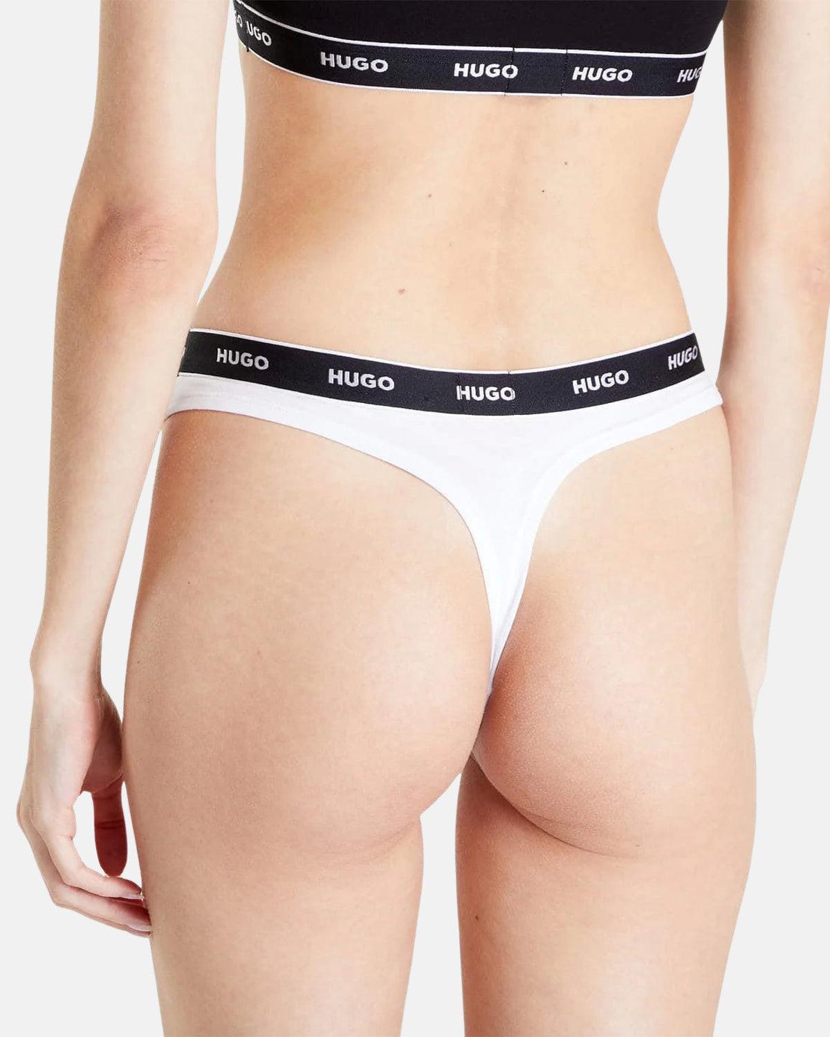 HUGO WOMENS 3 PACK THONGS BLACK WHITE | Studio DOS