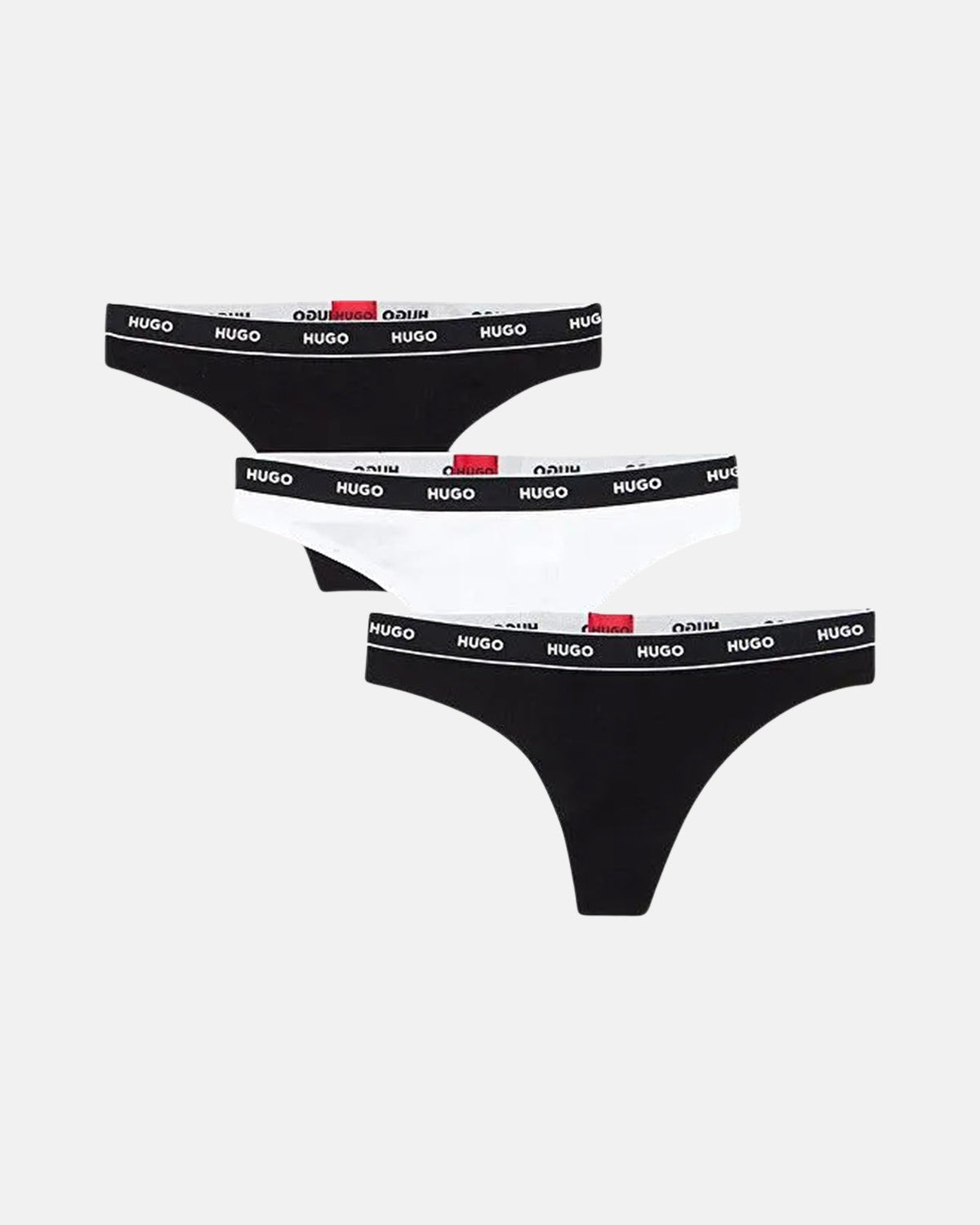 HUGO WOMENS 3 PACK THONGS BLACK WHITE | Studio DOS