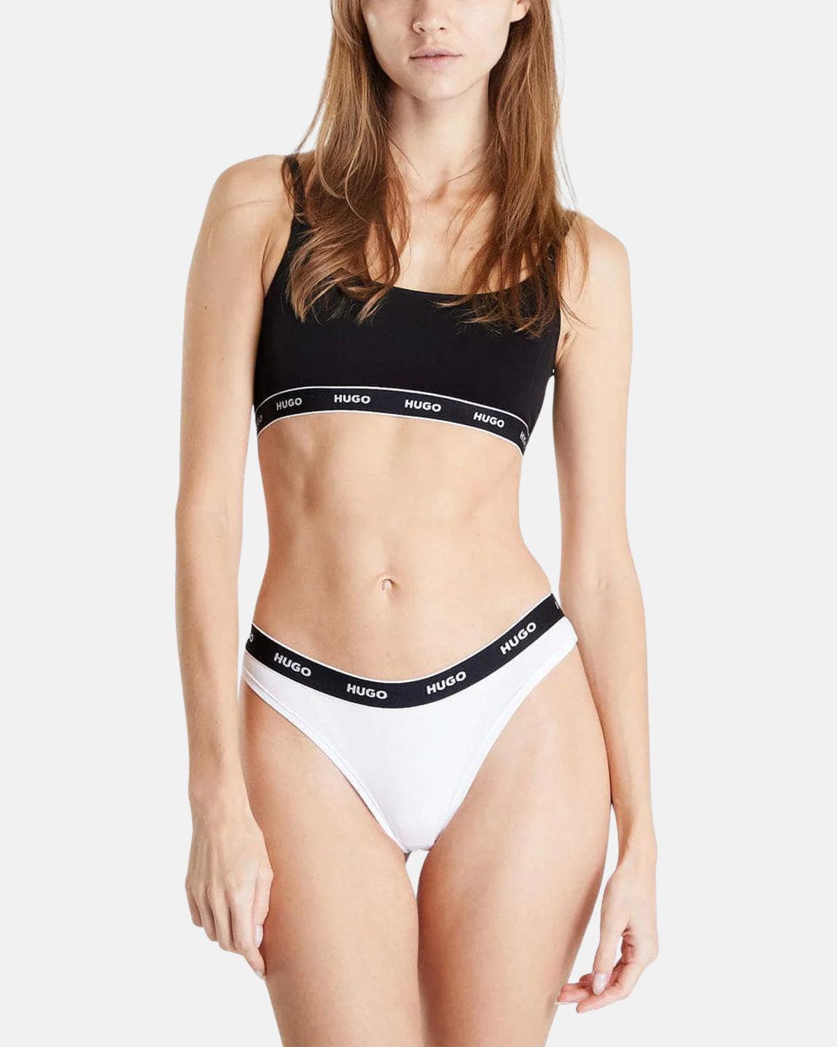 HUGO WOMENS 3 PACK THONGS BLACK WHITE | Studio DOS