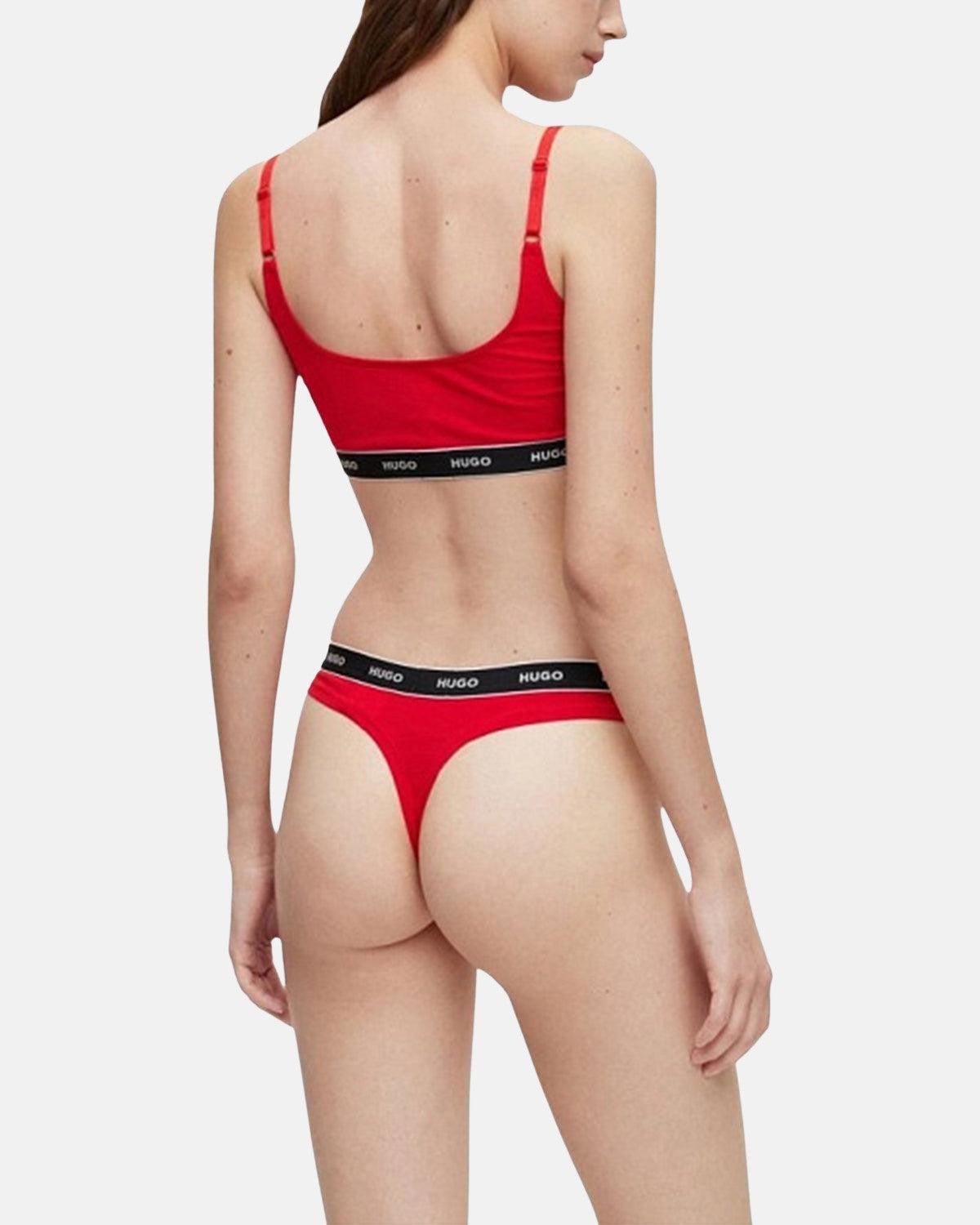 HUGO WOMENS 3 PACK THONGS BURGUNDY RED PINK | Studio DOS