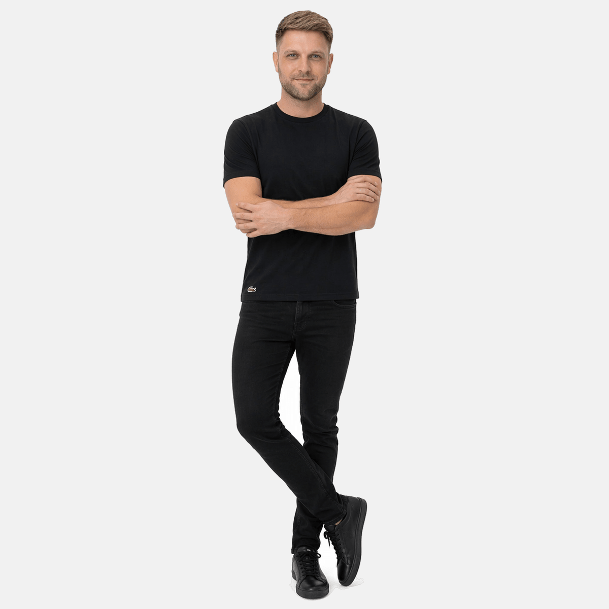 Lacoste 3 Pack Lounge Cotton T-Shirts Black/Black/Black | Studio DOS