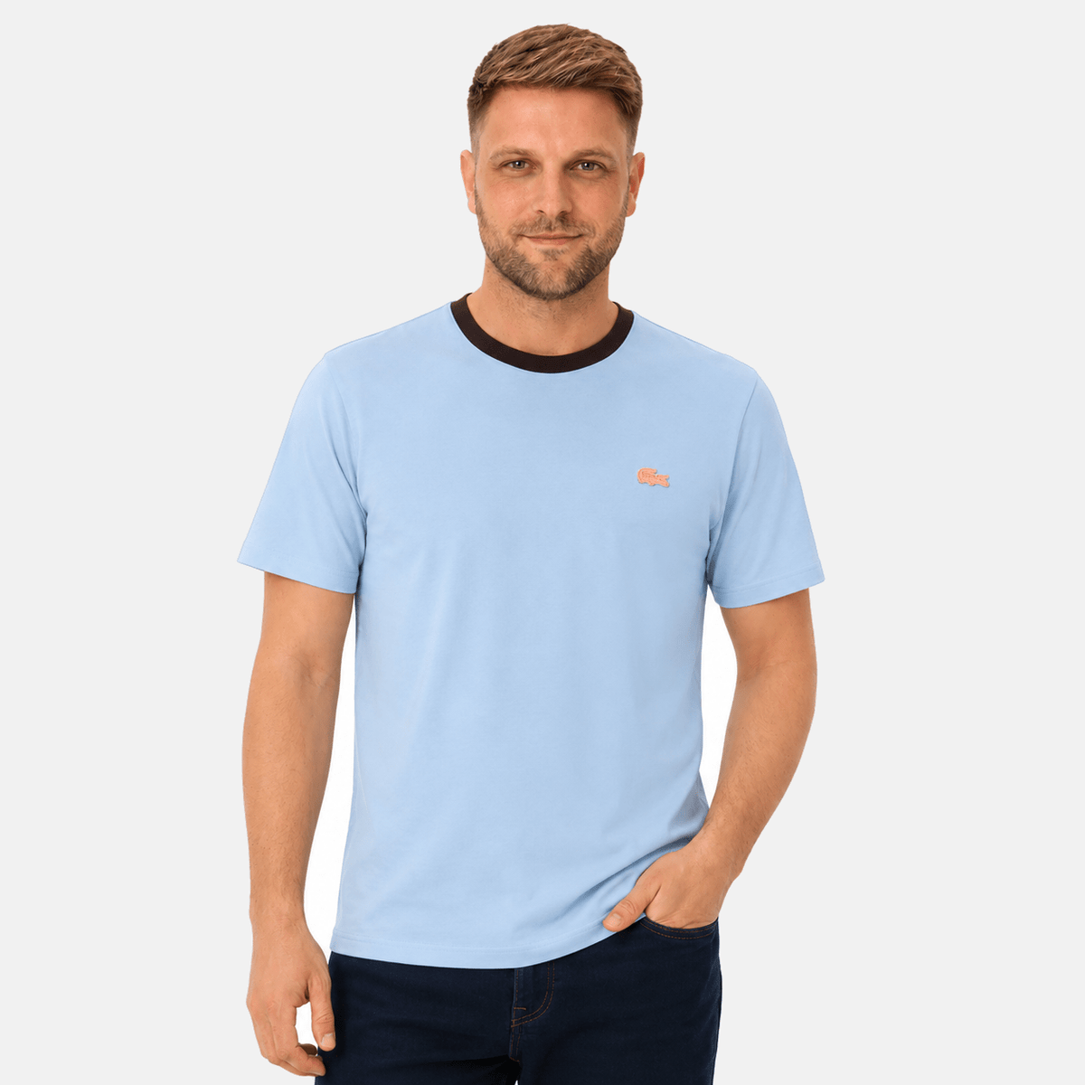 Lacoste Classic Fit Contrast Colour T-Shirt Powder Blue | Studio DOS