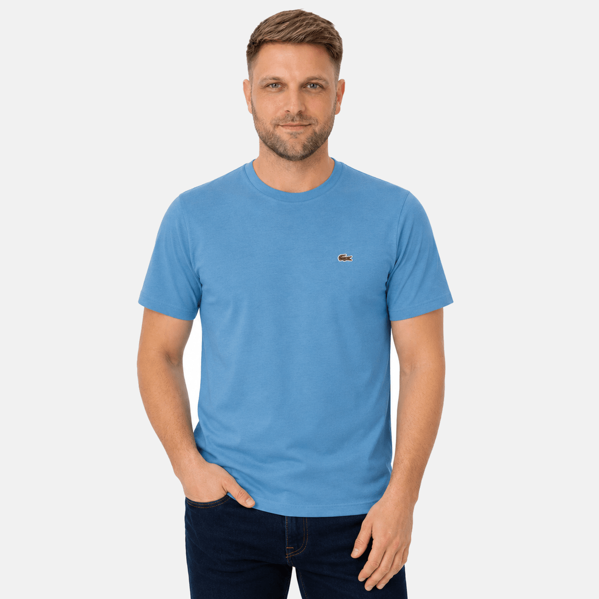 Lacoste Cotton Pima Crew Neck T-Shirt Azure Blue | Studio DOS