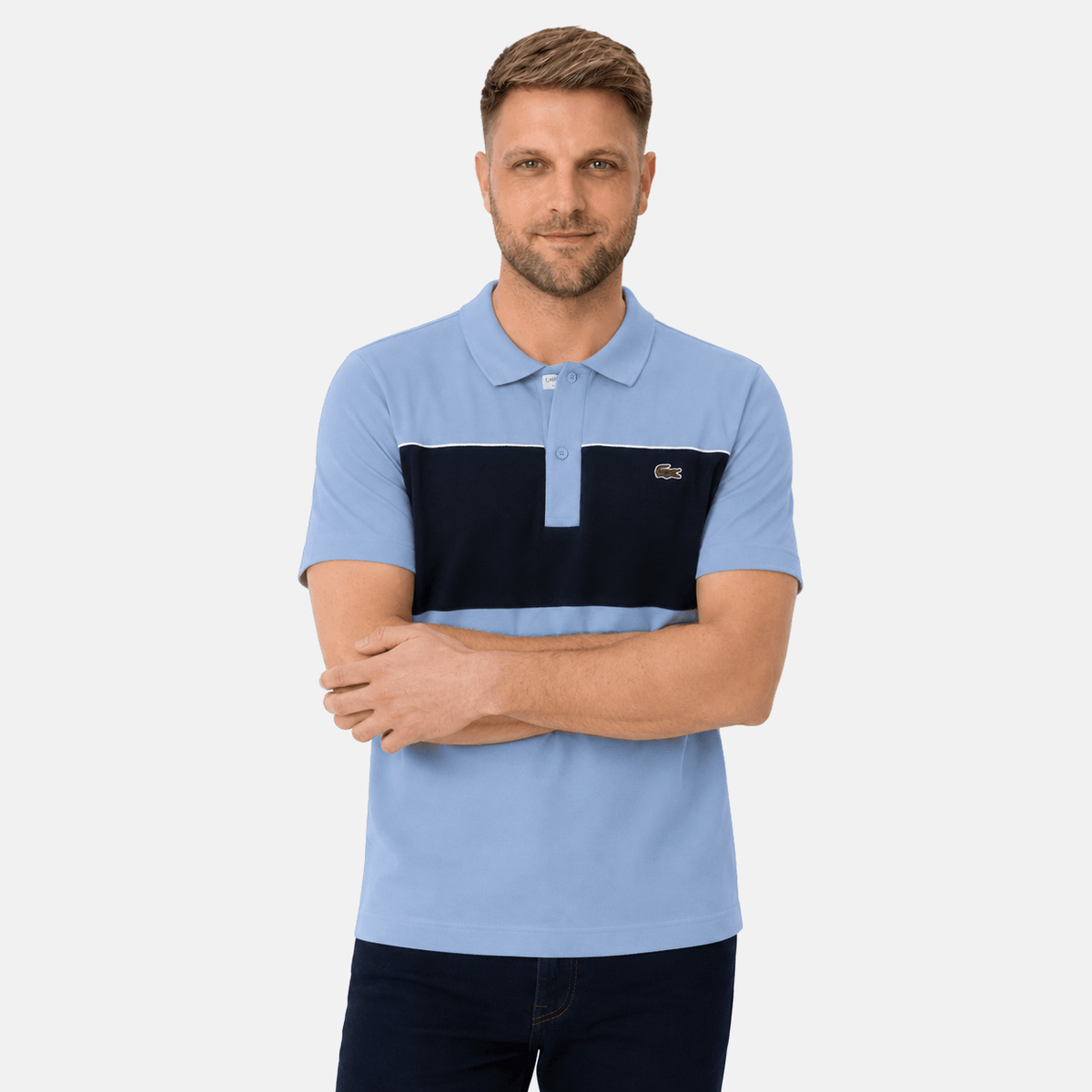 Lacoste Regular Fit Colour-Block Pique Polo Shirt Aphylla Blue/Blackbird | Studio DOS