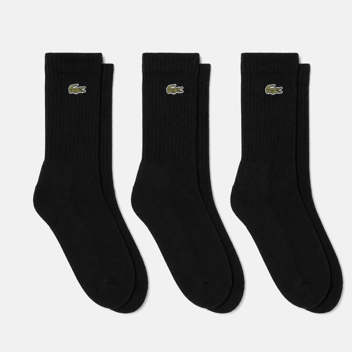 Lacoste Sport 3 Pack High Cut Socks Black/Black/Black | Studio DOS