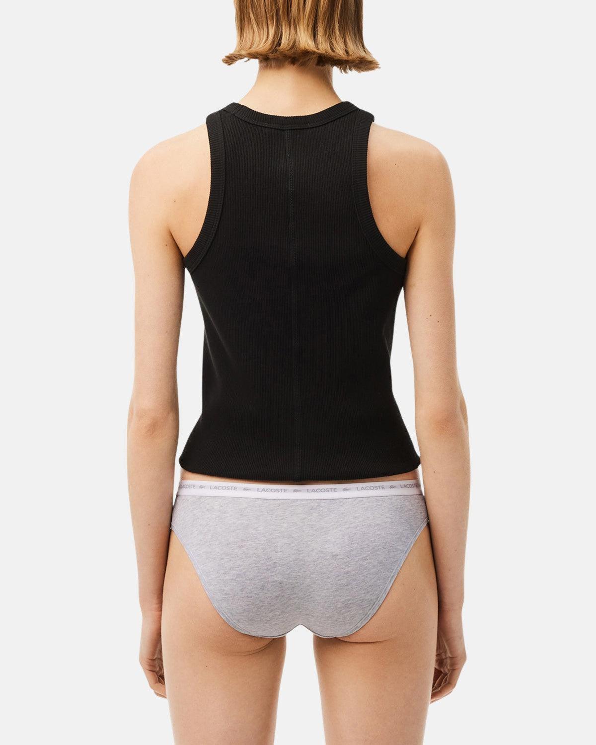 LACOSTE WOMENS 3 PACK STRETCH COTTON BRIEFS BLACK WHITE GREY | Studio DOS
