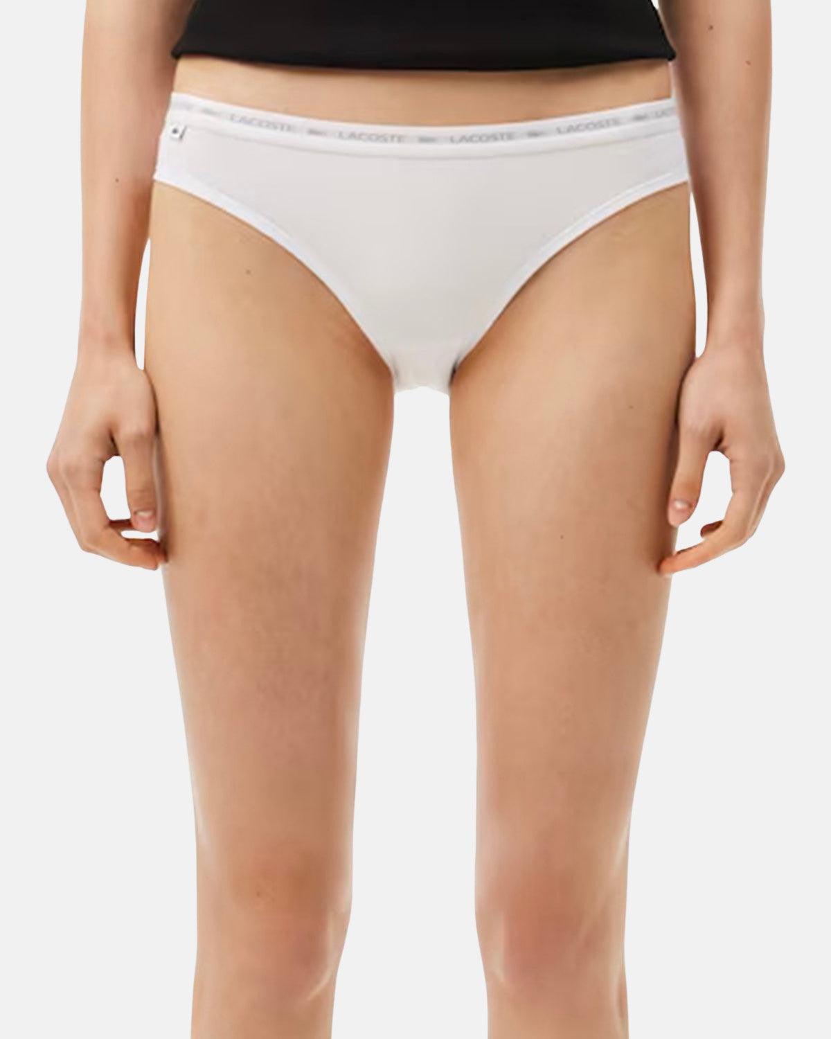 LACOSTE WOMENS 3 PACK STRETCH COTTON BRIEFS BLACK WHITE GREY | Studio DOS