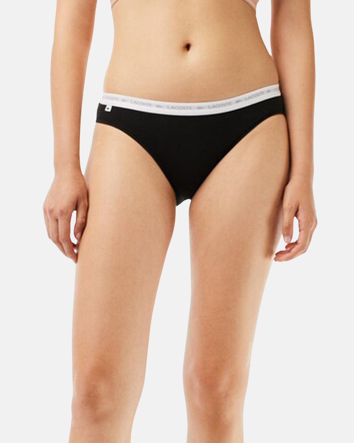 LACOSTE WOMENS 3 PACK STRETCH COTTON BRIEFS BLACK WHITE GREY | Studio DOS