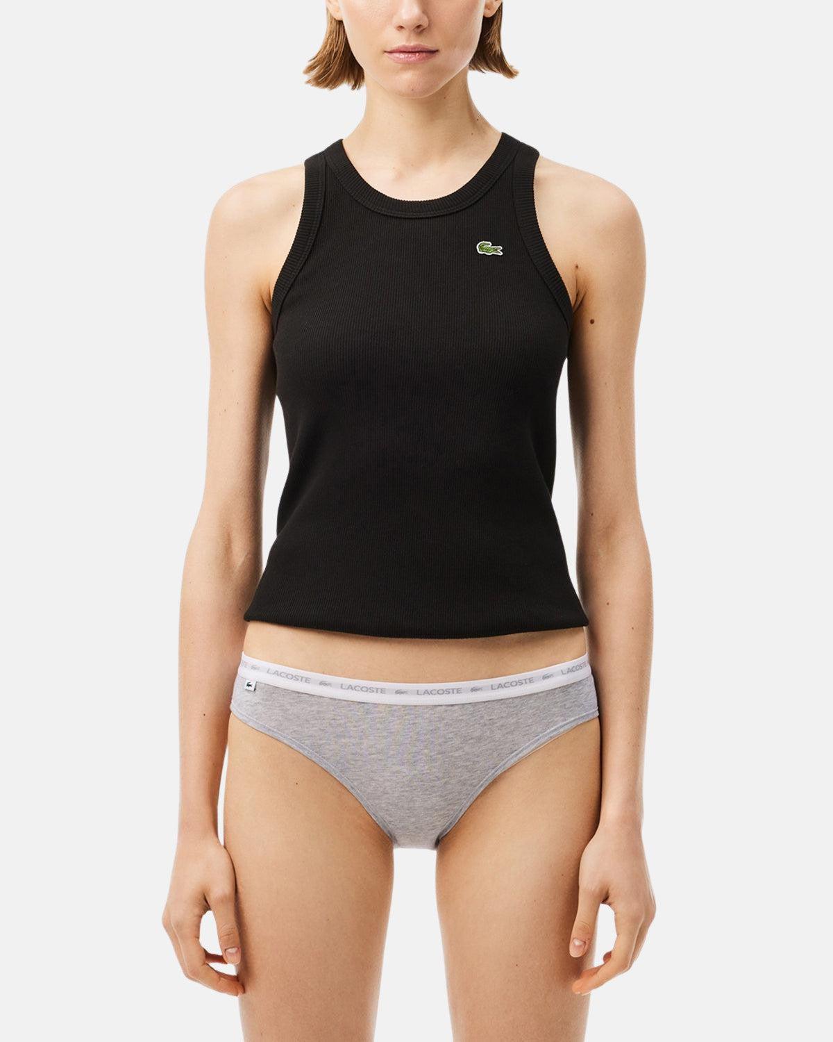 LACOSTE WOMENS 3 PACK STRETCH COTTON BRIEFS BLACK WHITE GREY | Studio DOS