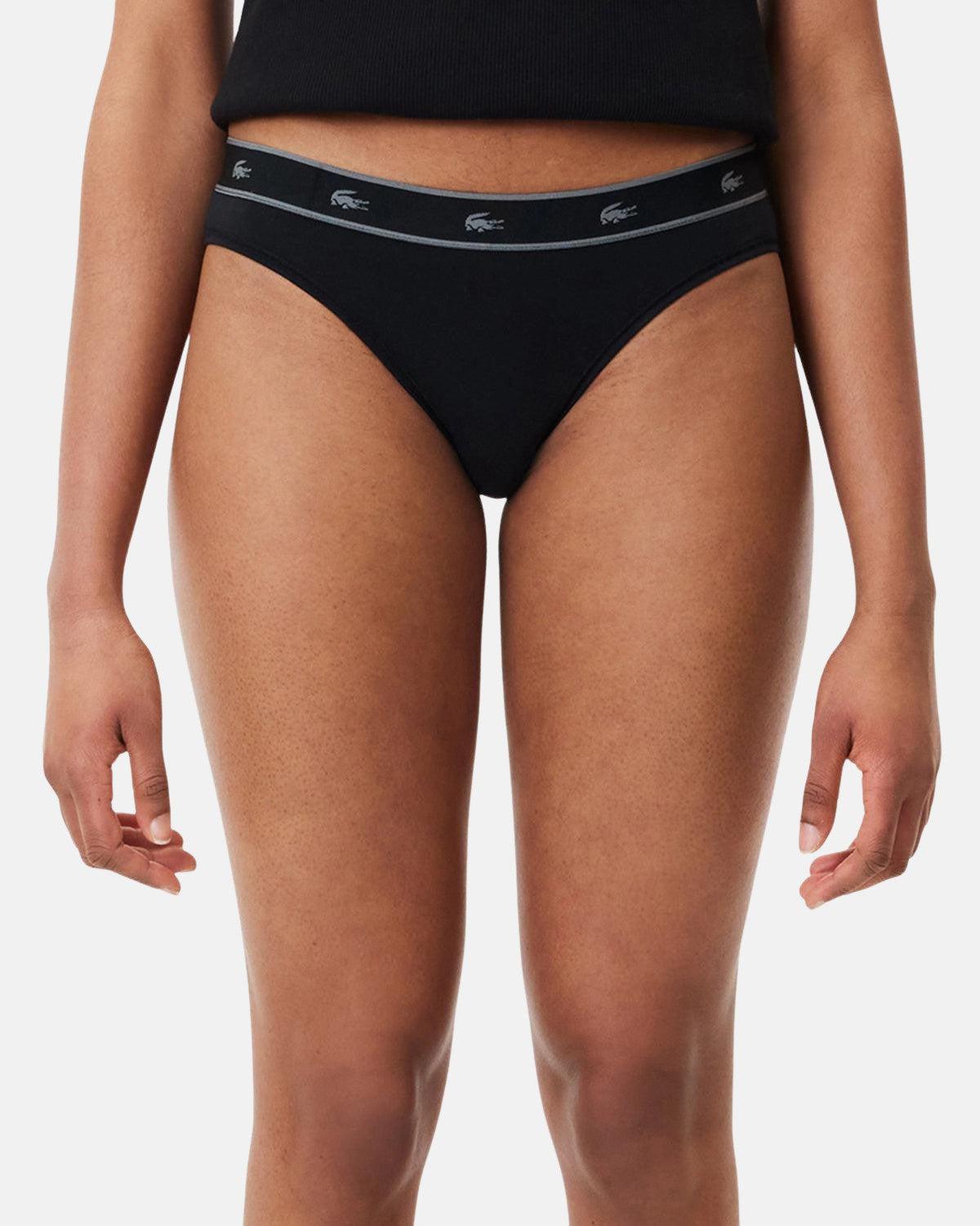 LACOSTE WOMENS ESSENTIAL STRETCH COTTON BRIEFS BLACK | Studio DOS