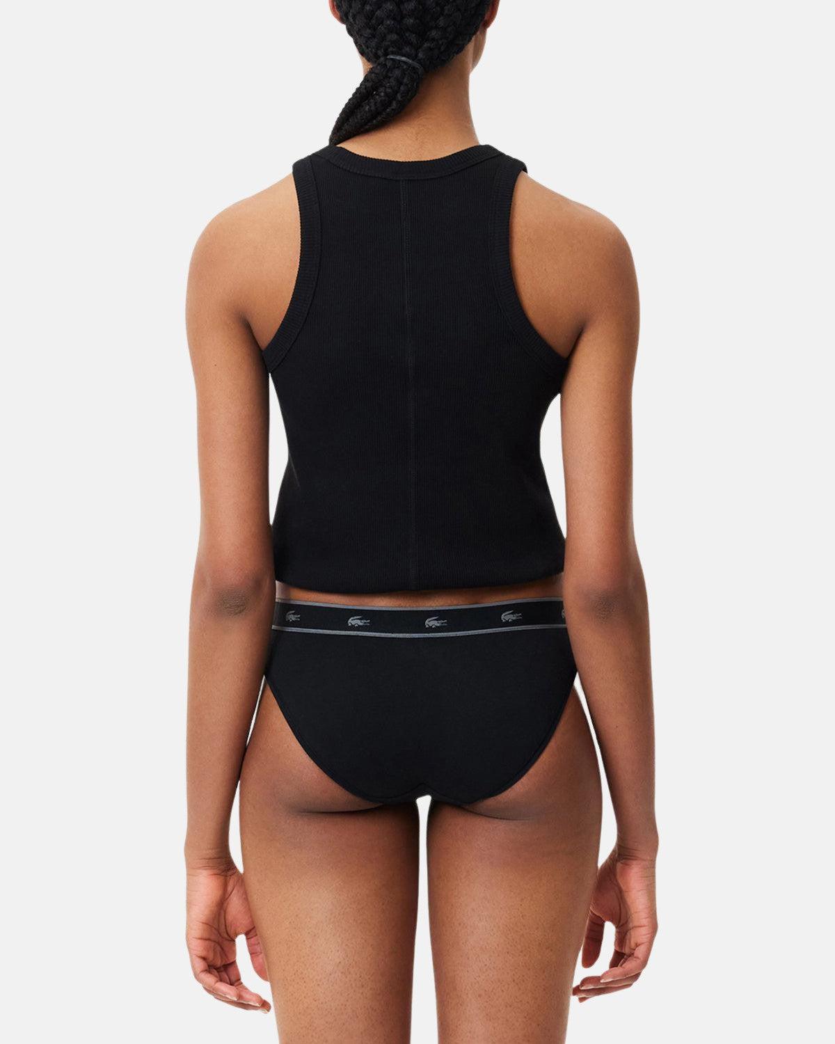LACOSTE WOMENS ESSENTIAL STRETCH COTTON BRIEFS BLACK | Studio DOS