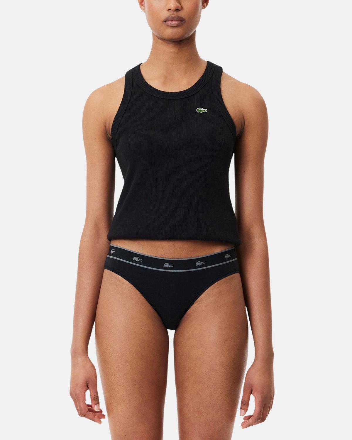 LACOSTE WOMENS ESSENTIAL STRETCH COTTON BRIEFS BLACK | Studio DOS