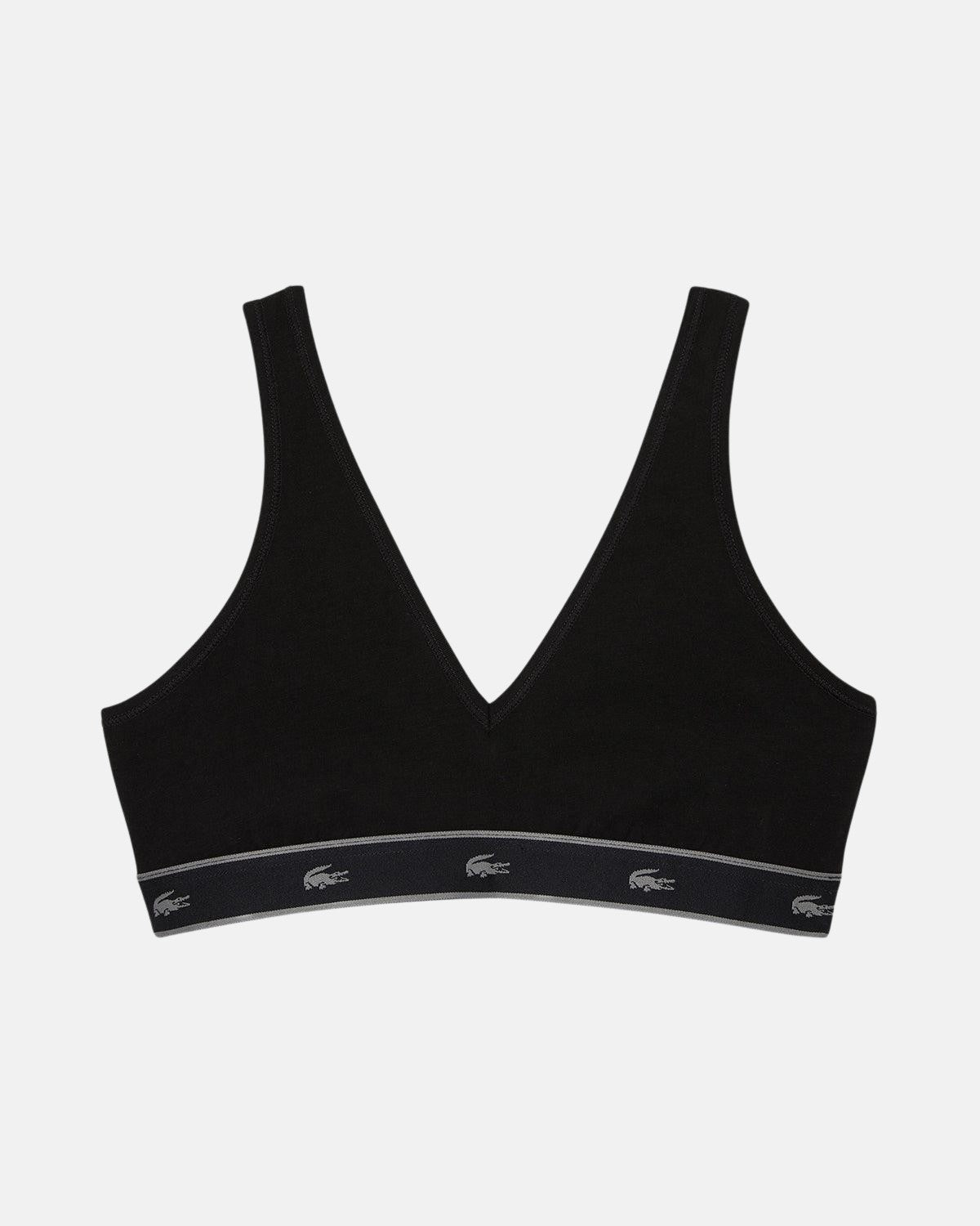 LACOSTE WOMENS ESSENTIAL STRETCH COTTON TRIANGLE BRALETTE BLACK | Studio DOS