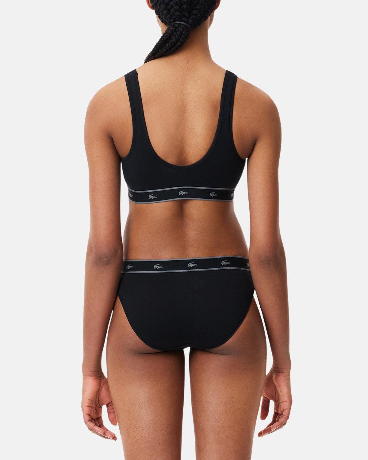 LACOSTE WOMENS ESSENTIAL STRETCH COTTON TRIANGLE BRALETTE BLACK | Studio DOS