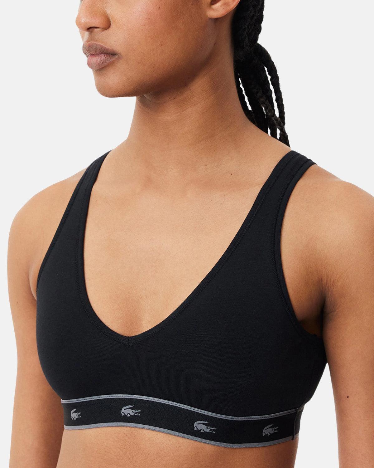 LACOSTE WOMENS ESSENTIAL STRETCH COTTON TRIANGLE BRALETTE BLACK | Studio DOS