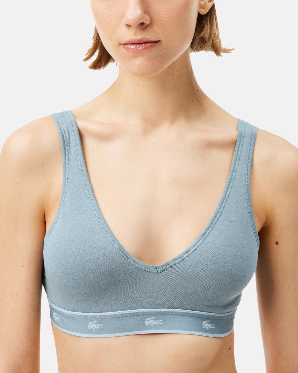 LACOSTE WOMENS ESSENTIAL STRETCH COTTON TRIANGLE BRALETTE GREY | Studio DOS
